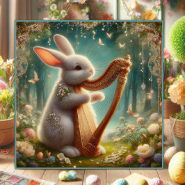 Woodland Symphony Blommigt Bunny Art nouveau Julkort