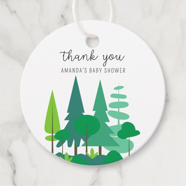Woodland - tack för babyduschen gåvor etiketter (Framsida)