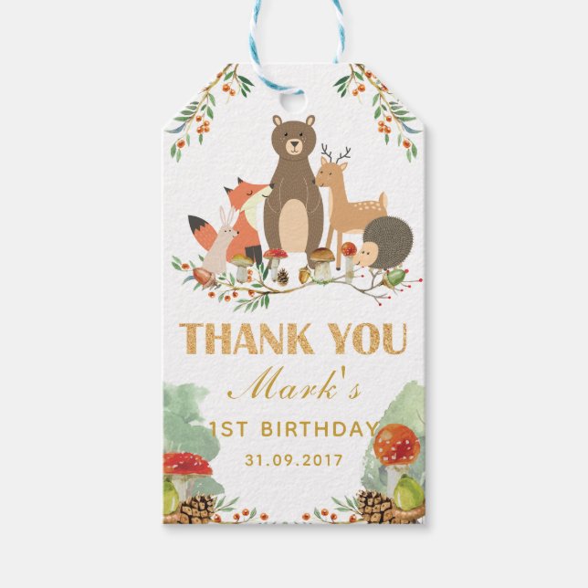 Woodland Tack för din födelsedag Presentetikett (Framsidan)