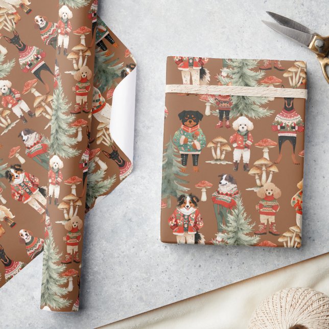Woodland Terracotta Hund jul Presentpapper (Skapare uppladdad)