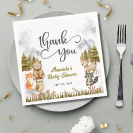 Woodland Thank You Forest Animals Baby Shower Pappersservett