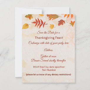 Woodland Thanksgiving Party Friends and Family Spara Datumet