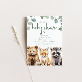 Woodland Theme Baby Shower with Animals Inbjudningar