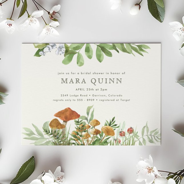 Woodland Toadstool Greenery Möhippa Inbjudningar (Skapare uppladdad)
