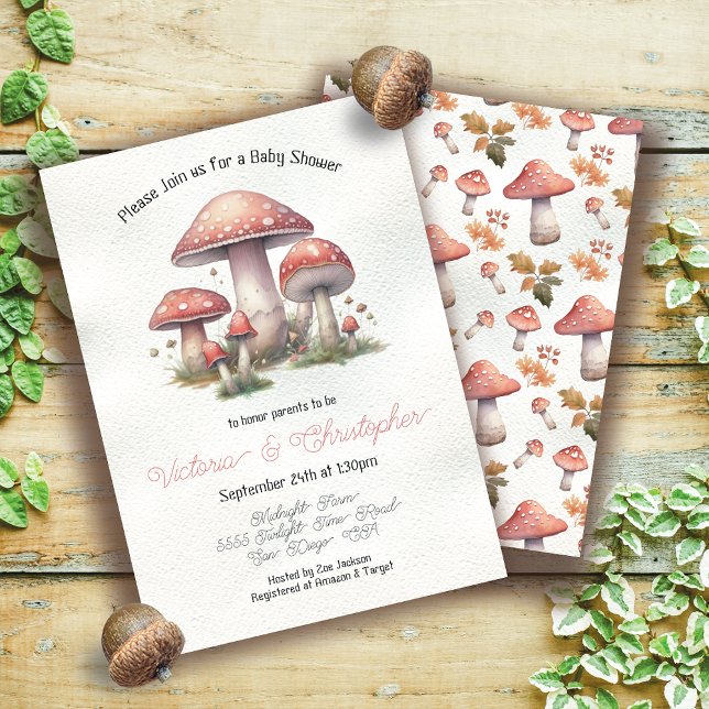 Woodland Toadstool Mushroom Baby Shower Inbjudningar (Skapare uppladdad)