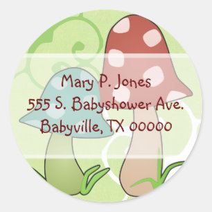 Woodland Toadstools Address Label Stickers Runt Klistermärke