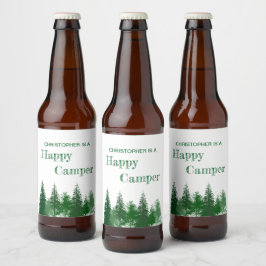 Woodland Träd Birthday Ölflaska Etikett