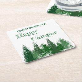 Woodland Träd Birthday Underlägg Papper Kvadrat