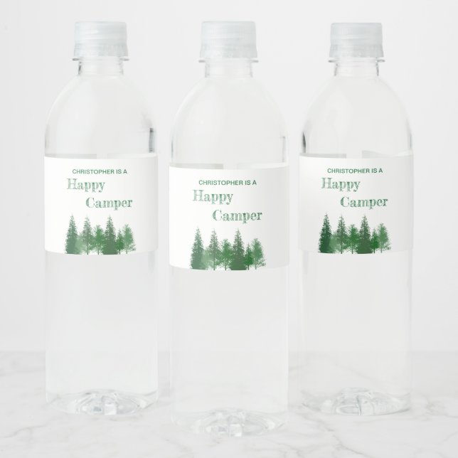 Woodland Träd Birthday Vattenflaskor Etikett (Flaskor)