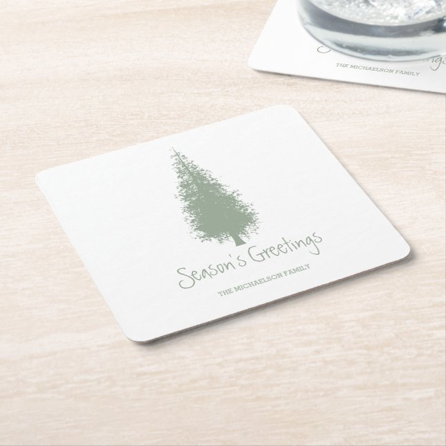 Woodland Träd jul Underlägg Papper Kvadrat (Vinklad)