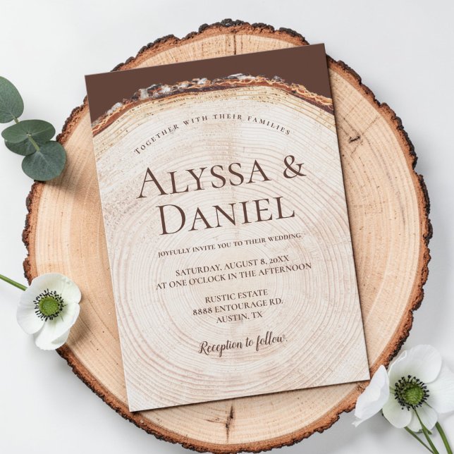 Woodland Tree bark ring Rustic Wedding  Inbjudningar (Skapare uppladdad)