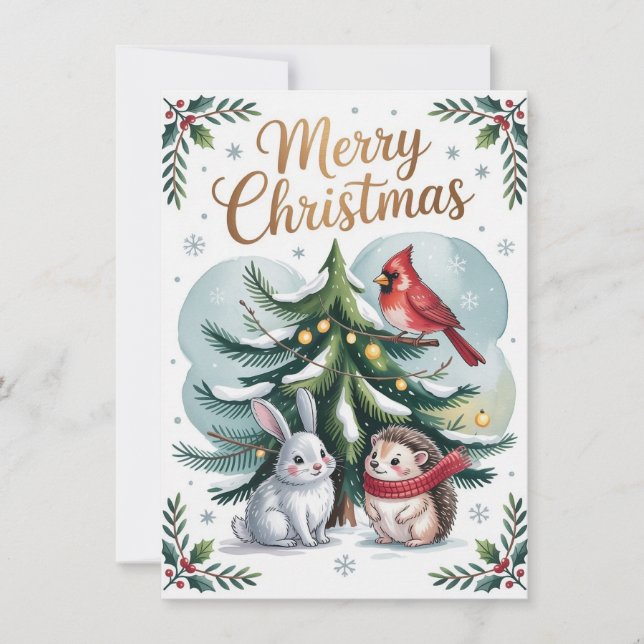 Woodland Tree Christmas Card Julkort (Framsida)