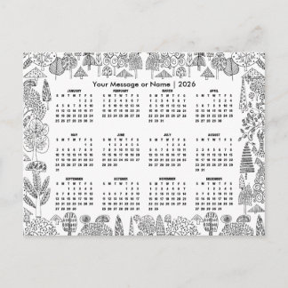 Woodland Trees 2026 Calendar Personalized Vykort