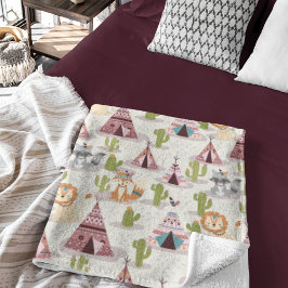 Woodland Tribal Native Amerikanska Seamless Mönste Fleecefilt