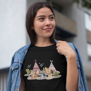 Woodland Tribal Native Amerikanska Seamless Mönste T Shirt