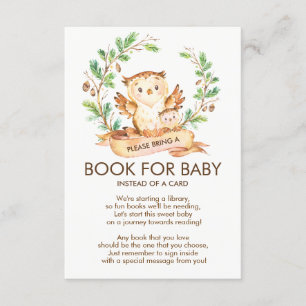 Woodland Uggla Baby Shower Bok för Baby Card Inbjudningar