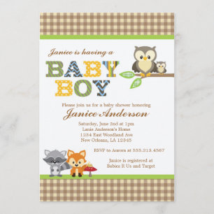 Woodland Uggla Baby Shower-inbjudan Inbjudningar