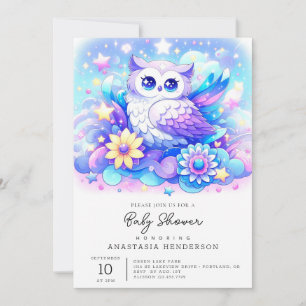Woodland Uggla Baby Shower Inbjudningar