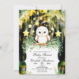 Woodland Uggla Baby Shower Inbjudningar