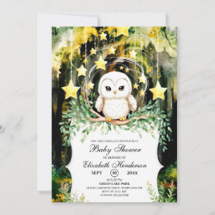 Woodland Uggla Baby Shower Inbjudningar
