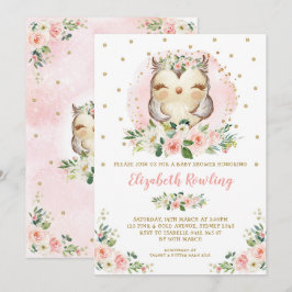 Woodland Uggla Rosa Guld Blommigt Flickbabyskor Inbjudningar