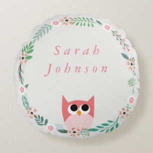 Woodland Uggla Round Nursery Pillow Rund Kudde