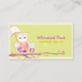 Woodland Uggla Whimsical Daycare Visitkort