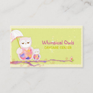Woodland Uggla Whimsical Daycare Visitkort