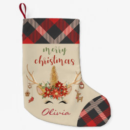 Woodland Unicorn Ansikte med Antlers Liten Julstrumpa