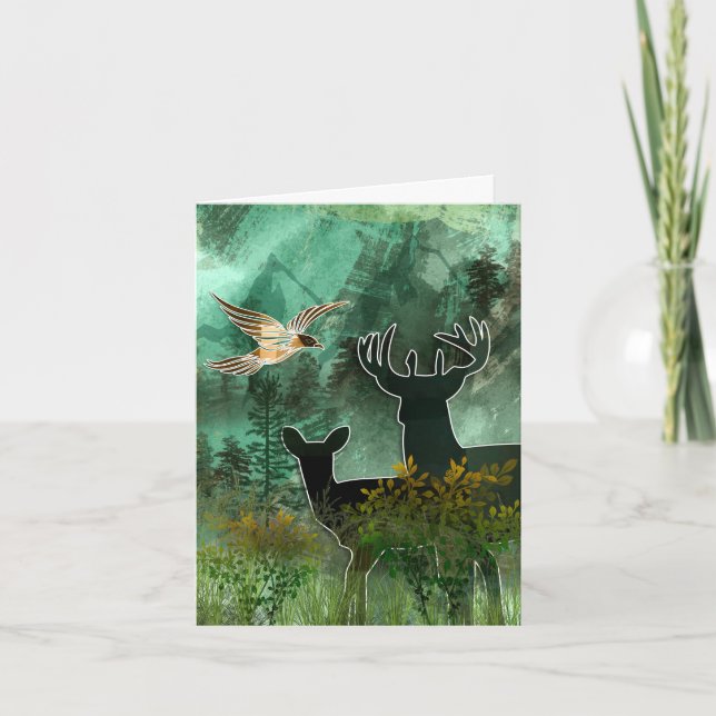 Woodland Unionpar hjortar och hök Anteckningskort (Framsida)