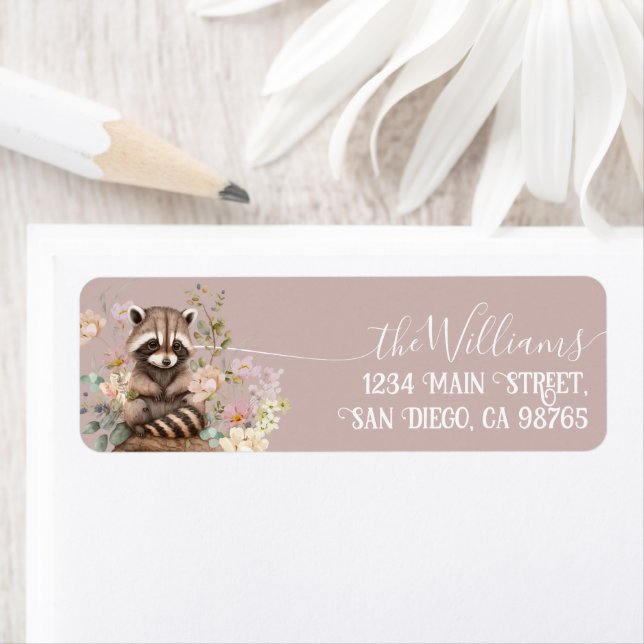 Woodland vår blommigt Girl Baby Shower Returadress Etikett (Insitu)