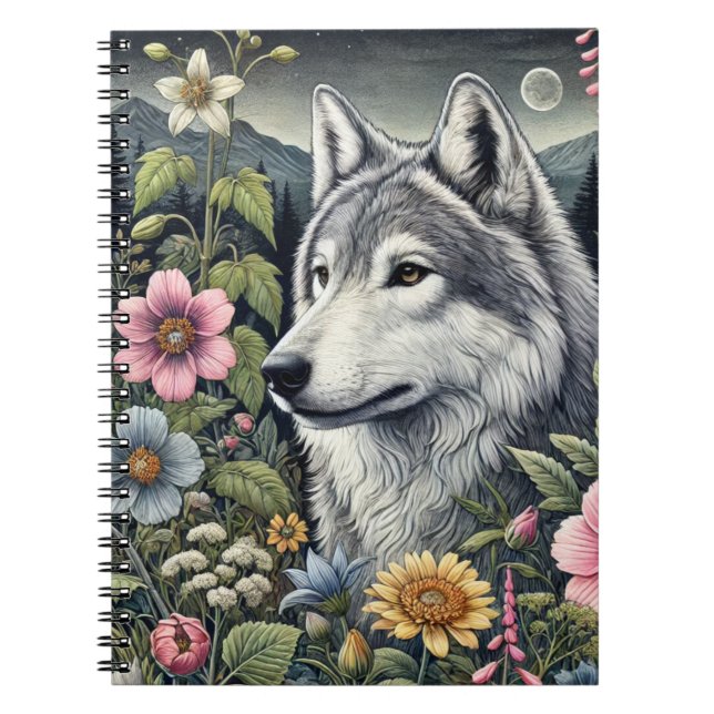 Woodland Varg Spiral Notebook | Varg-temat Anteckningsbok (Framsidan)