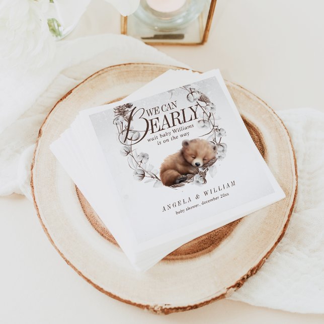 Woodland Vi kan bearly Wait Winter Baby Shower Pappersservett (Skapare uppladdad)