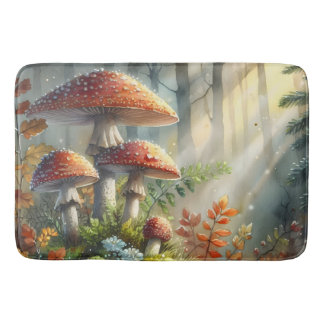 Woodland Vild Mushroom Magic Forest Sunlight Badrumsmatta