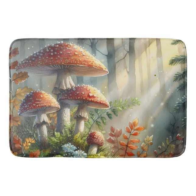 Woodland Vild Mushroom Magic Forest Sunlight Badrumsmatta (Framsidan)