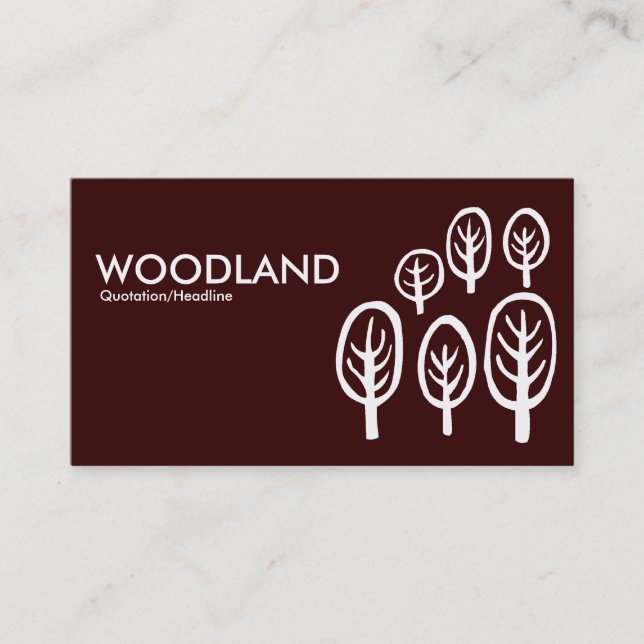 Woodland - vit på Mörk Brown Visitkort (Framsida)