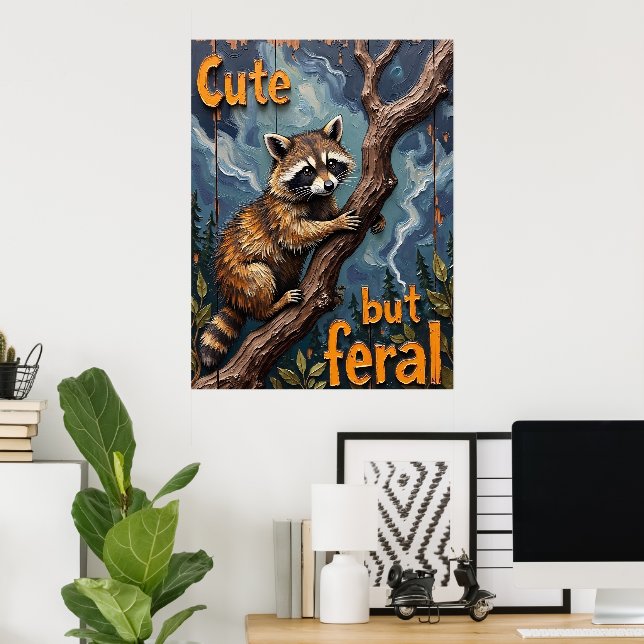 Woodland Watcher: Raccoon on a Limb Poster (Hemmakontoret)