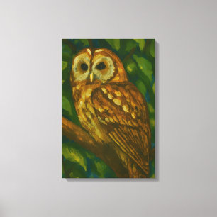 Woodland Watcher - Realistisk Uggla Art Canvastryck