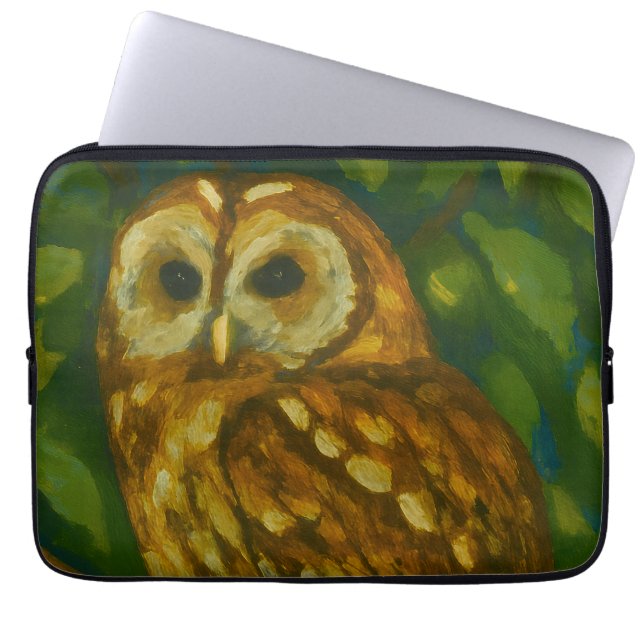 Woodland Watcher - Realistisk Uggla Art Laptop Fodral (Framsidan)