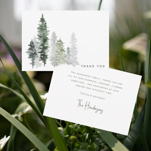 Woodland Watercolor Bereavement Tack Kort (Skapare uppladdad)