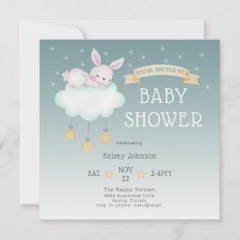 Woodland Watercolor Bunny Starry Baby Shower Inbjudningar