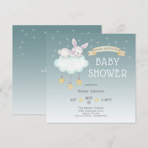Woodland Watercolor Bunny Starry Baby Shower Inbjudningar