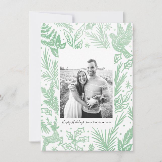 Woodland Watercolor Julkort (Framsida)