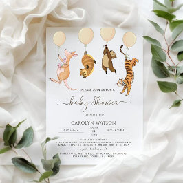 Woodland Watercolor Kangaroo Baby Shower Inbjudningar
