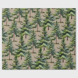 Woodland Watercolor Spruce Forest First Snö Kraft Presentpapper