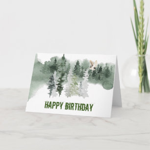 Woodland Watercolor Uggla Birthday Kort