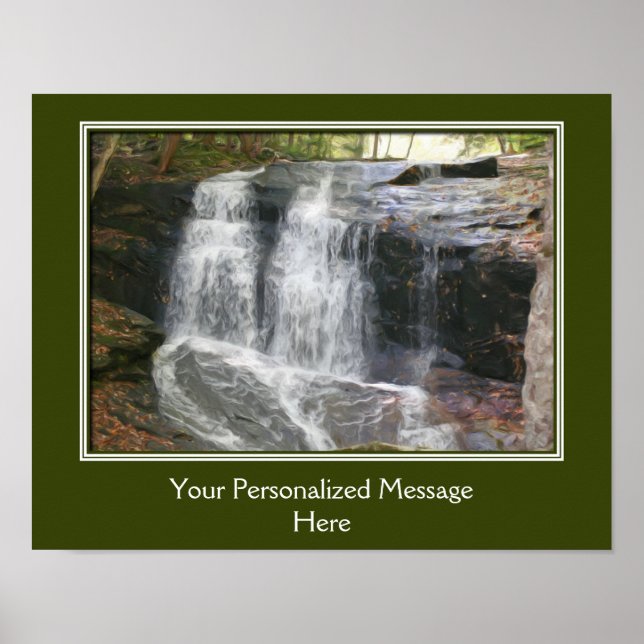 Woodland Waterfall Nature Art Personlig Poster (Framsidan)