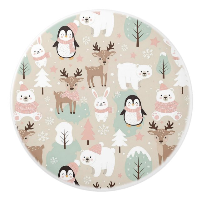 Woodland Whimsical Forest Animals Winter Knopp (Framsidan)