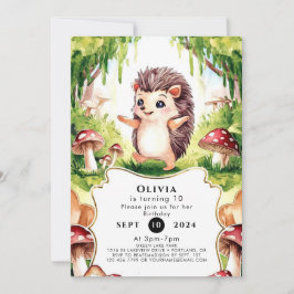 Woodland Whimsical Hedgehog Birthday Inbjudningar