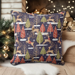 Woodland Whimsical Reindeers Winter Kudde